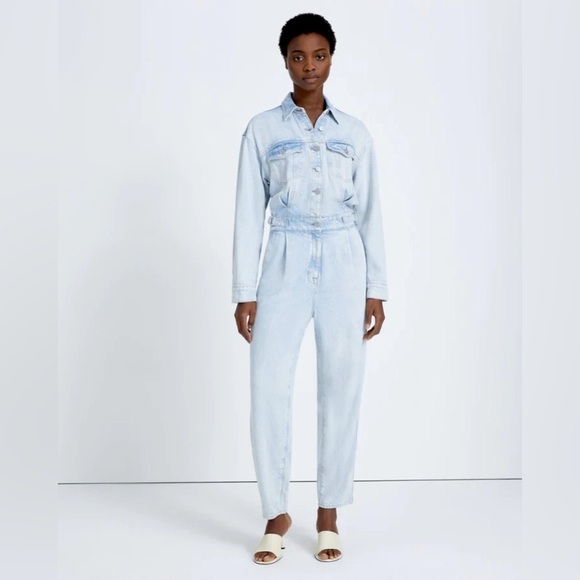 7 For All Mankind Denim Lustre Balloon Sleeve Jumpsuit ✨ Isadora | so soft!! - Picture 3 of 15